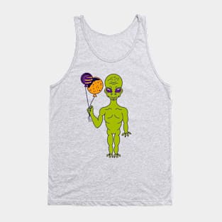 Alien Birthday Party Balloons Tank Top